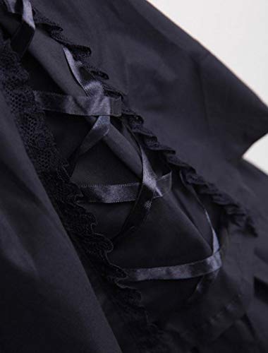 Womens Classic Black Layered Lace-up Goth Lolita Dress