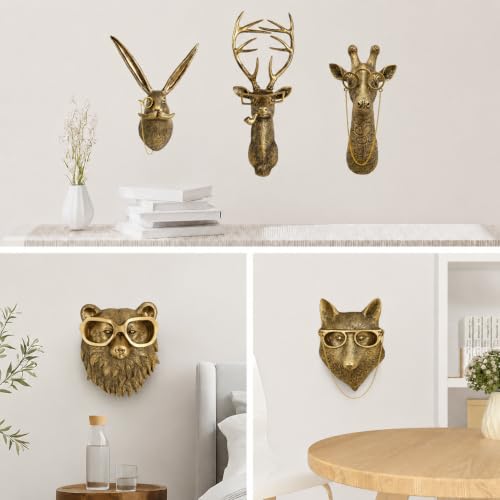 Gold Rabbit Animal Head Wall Sculpture