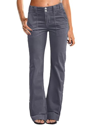 Women Mid Waist Dress Flare Straight Leg Corduroy Pants Main image