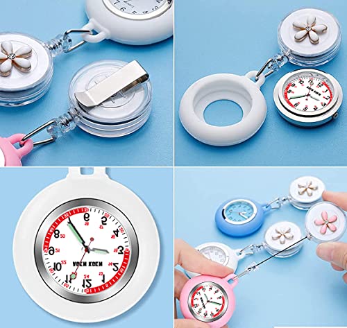 3X Retractable Nurse Watch for Nurses Doctors, Clip-on Hanging Lapel N
