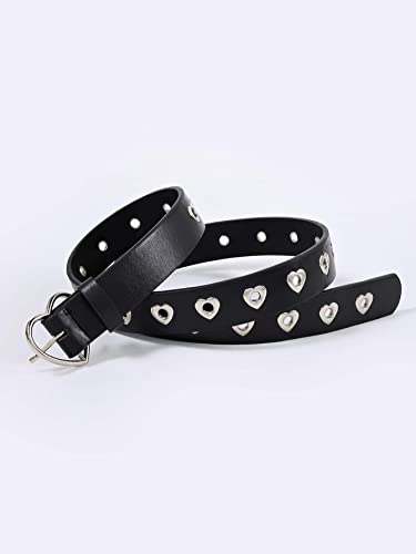 Oyoangle Women's Cute Hollow Heart Buckle Belt Pu Leather Belts