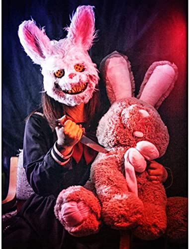 BESSEEK Halloween Scary Mask Bear Rabbit Bunny Mask, Bloody Plush Animal Head Mask, Cosplay Costume Props Halloween Party