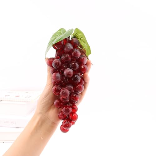 2PCS Red Rubber Grape Simulation Fruit Party Bar Cabinet Decoration Home Garden Wedding Decoration Fruit Photography Props Teaching Props Enlightenment (60 Grains)