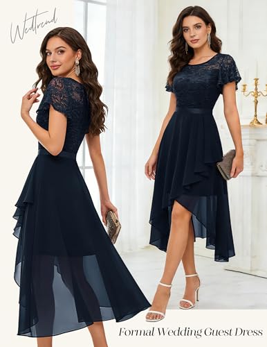 Wedtrend Women's Formal Wedding Guest Dress Ruffle Bridesmaid Dress Flutter Sleeve Prom Dresses for Teens