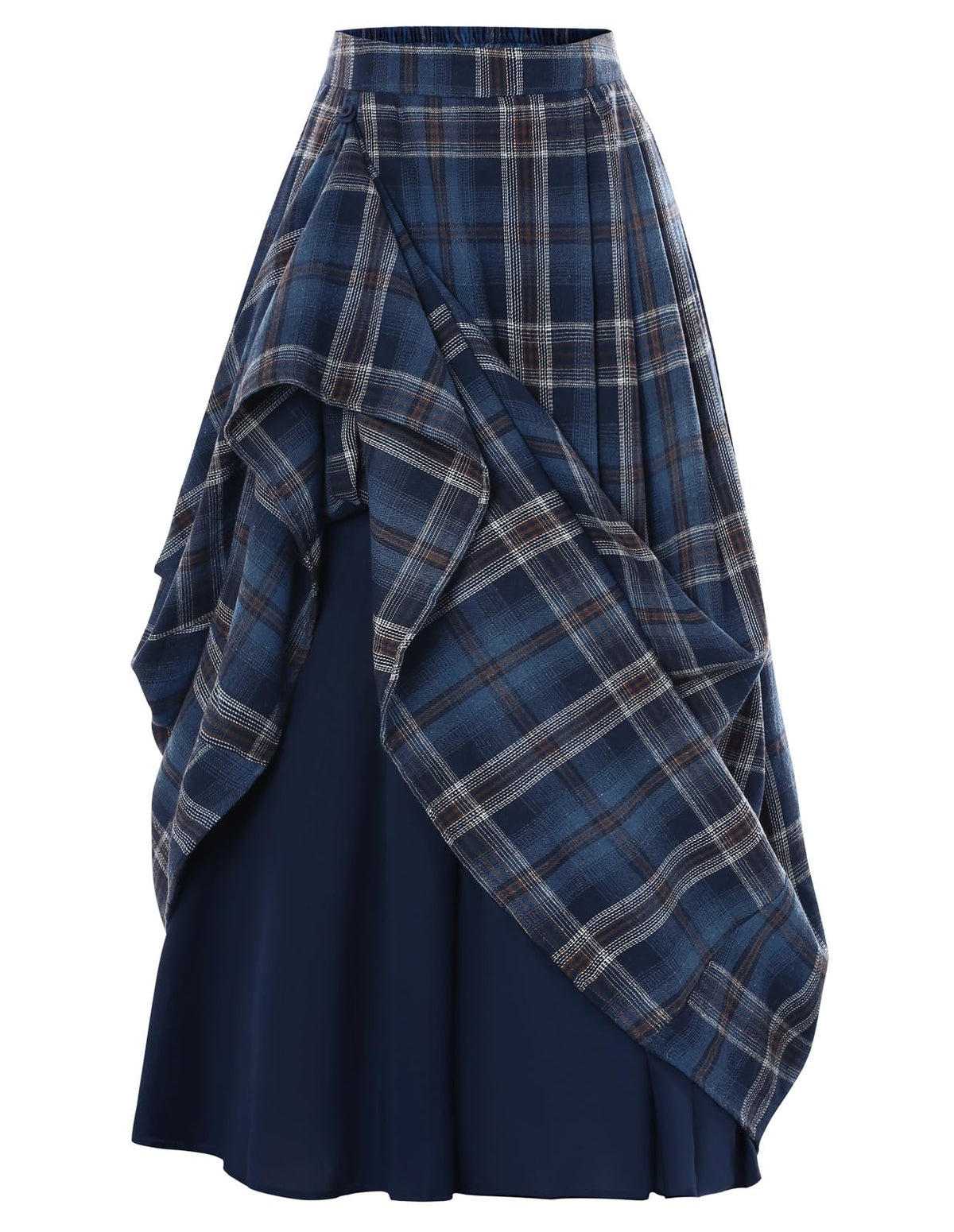 Scarlet Darkness Plaid Skirts for Women High Waist Layered Long Skirt