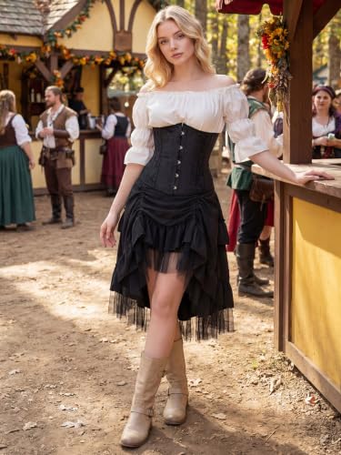 Kranchungel Underbust Corset Top for Women Renaissance Pirate Costume