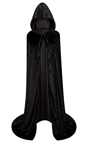 LHJ Unisex Full Length Hooded Robe Cloak Long Velvet Cape Cosplay Costume Main image
