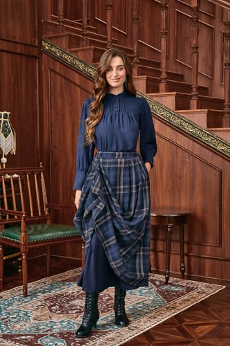 Scarlet Darkness Plaid Skirts for Women High Waist Layered Long Skirt