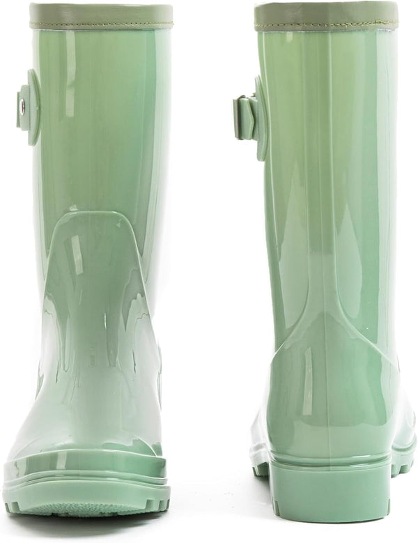 Women's Mid Calf Rain Boots Waterproof Fashion Shoes