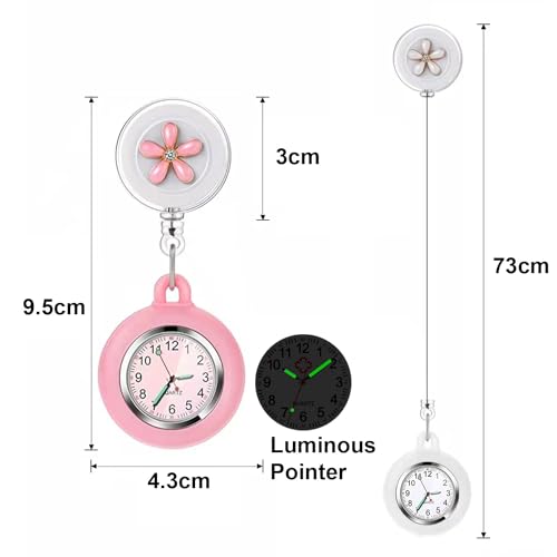 3X Retractable Nurse Watch for Nurses Doctors, Clip-on Hanging Lapel N