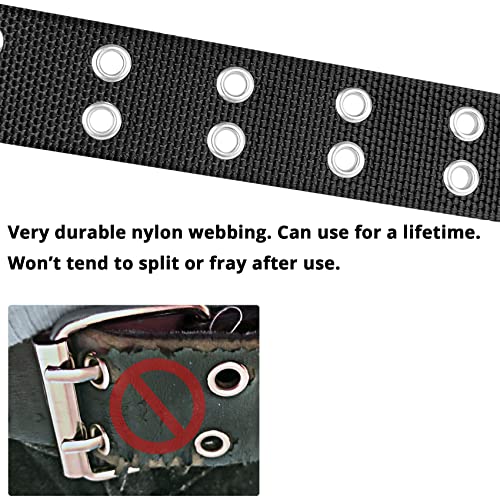 Double Grommet Belt Plus Size 39 To 71'' Nylon Prong Belts For Women