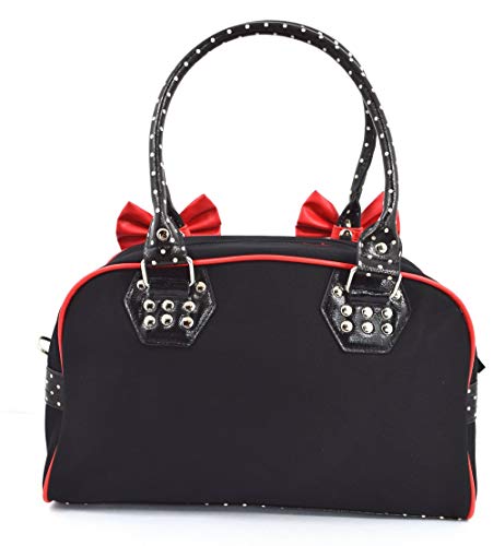Cherry Bomb Skull Cherries Polka Dot Bow Handbag Rockabilly Black Red