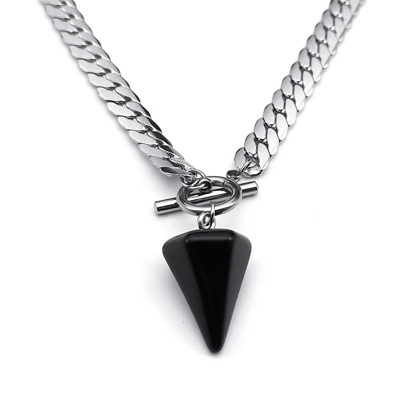 Goth Obsidian Reiki Healing Pendulum for - Spiritual Jewelry