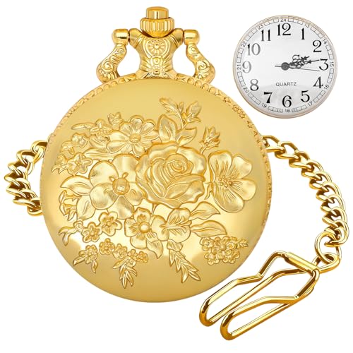 Solid Small-Flower Quartz Pocket Watch with an Elegant Vintage Style a Main image
