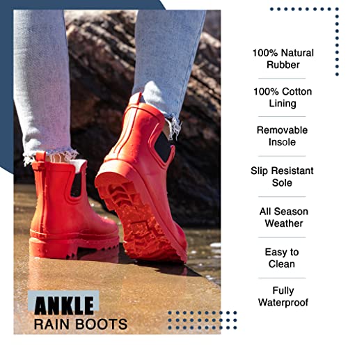 Womens Ankle Rain Boots - Ladies Waterproof Winter Spring