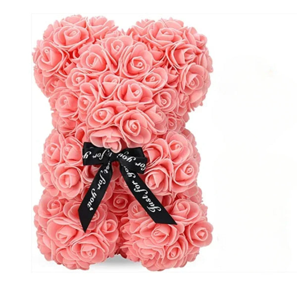 Eternal Rose Teddy Bear - Handmade Flower Bear Gift for Valentine's Day, Anniversary, Birthday & Mother's Day