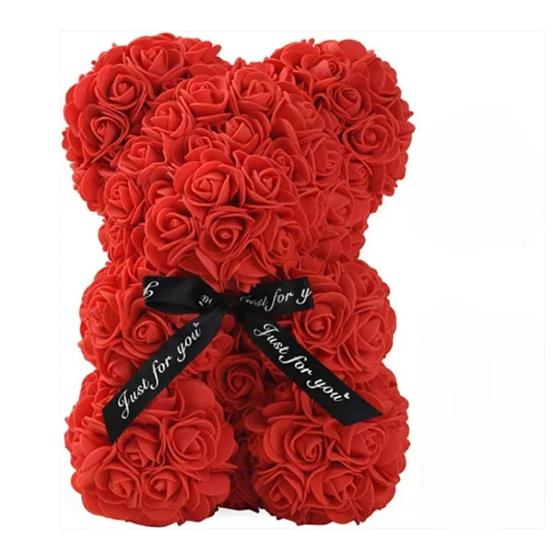 Eternal Rose Teddy Bear - Handmade Flower Bear Gift for Valentine's Day, Anniversary, Birthday & Mother's Day