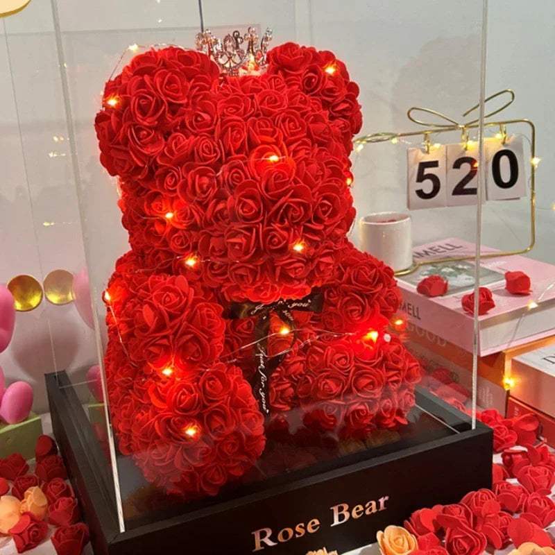 Eternal Rose Teddy Bear - Handmade Flower Bear Gift for Valentine's Day, Anniversary, Birthday & Mother's Day Main image