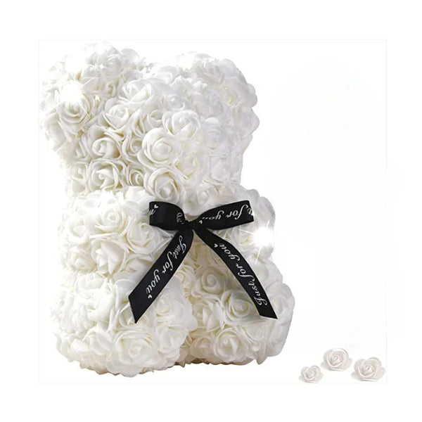 Eternal Rose Teddy Bear - Handmade Flower Bear Gift for Valentine's Day, Anniversary, Birthday & Mother's Day