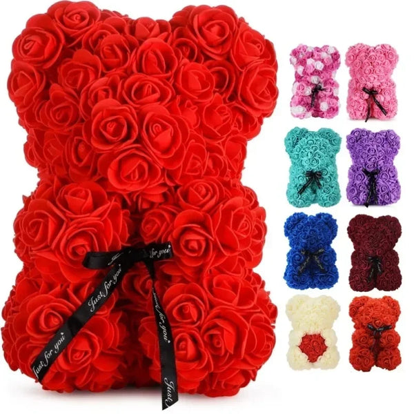 Eternal Rose Teddy Bear - Handmade Flower Bear Gift for Valentine's Day, Anniversary, Birthday & Mother's Day