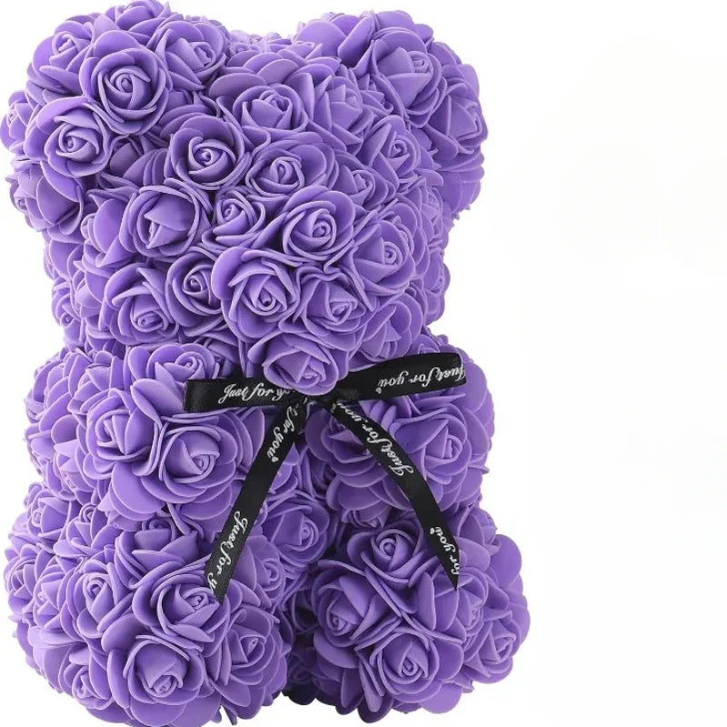 Eternal Rose Teddy Bear - Handmade Flower Bear Gift for Valentine's Day, Anniversary, Birthday & Mother's Day