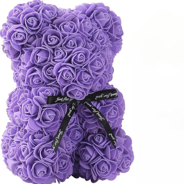 Eternal Rose Teddy Bear - Handmade Flower Bear Gift for Valentine's Day, Anniversary, Birthday & Mother's Day