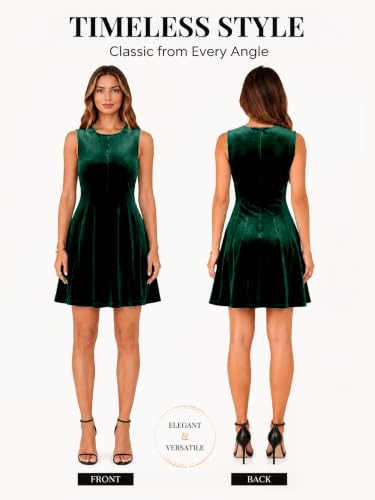 Simplee Womens Velvet Mini Dress Sleeveless Crew Neck A Line Cocktail Party Dress Fall Winter