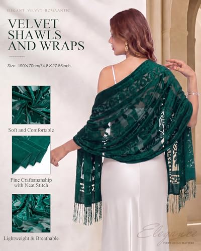 Glitopper Velvet Shawl and Wrap for Evening Dresses Formal Shawl