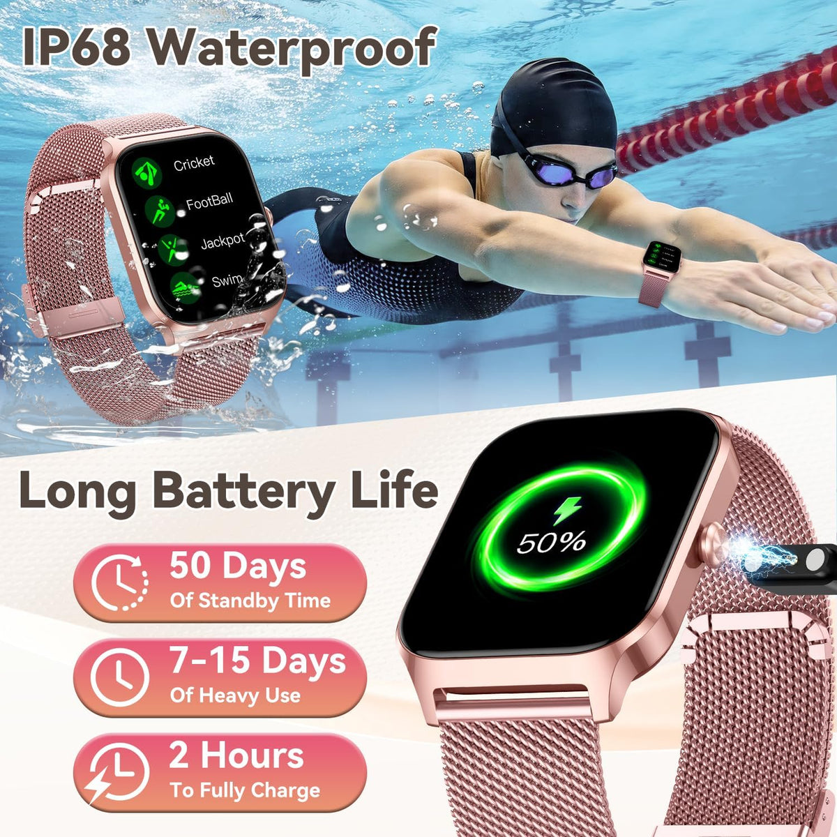 Smart Watch for Women Fitness Tracker: Rose Gold Bluetooth Make Answer