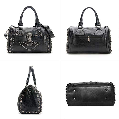 Women Skull Handbag — Large Capacity Gothic Studded Shoulder Bag