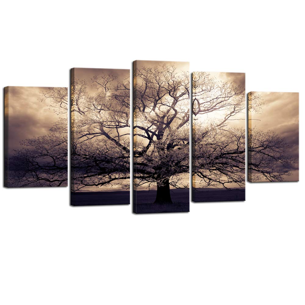 5-Piece Sepia Tree of Life Canvas Wall Art