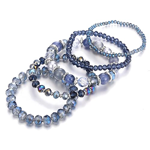 Noessla Beaded Boho Stretch Bracelet Colorful Stackable Crystal Beads Bracelets Trendy Costume Jewelry Mothers Day Gifts for Women