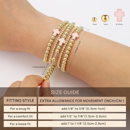 Yoosteel Gold Beaded Bracelets for Women Teen Girls, Gold Plated Jewelry