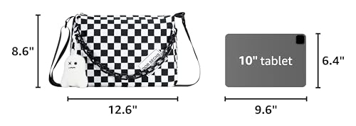 Black & White Checkered Crossbody Messenger Bag
