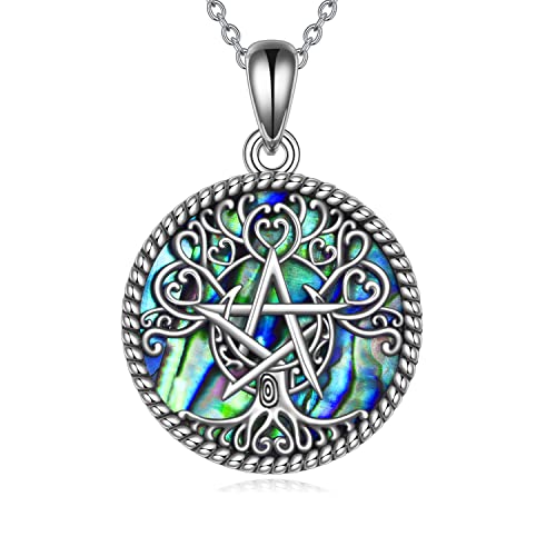 Sterling Silver Pentagram Necklace Triple Moon