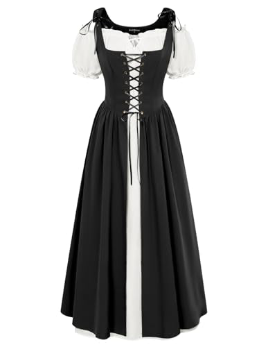 Scarlet Darkness Renaissance Costume Women Halloween Medieval Pirate Dress