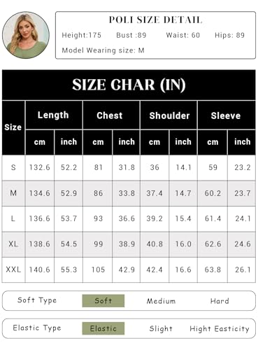 DEARCASE Women's Maxi Dress Long Sleeve Crewneck Empire Waist Long Dresses