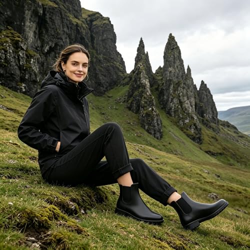Women's Ankle Rain Boots Waterproof Chelsea Boots