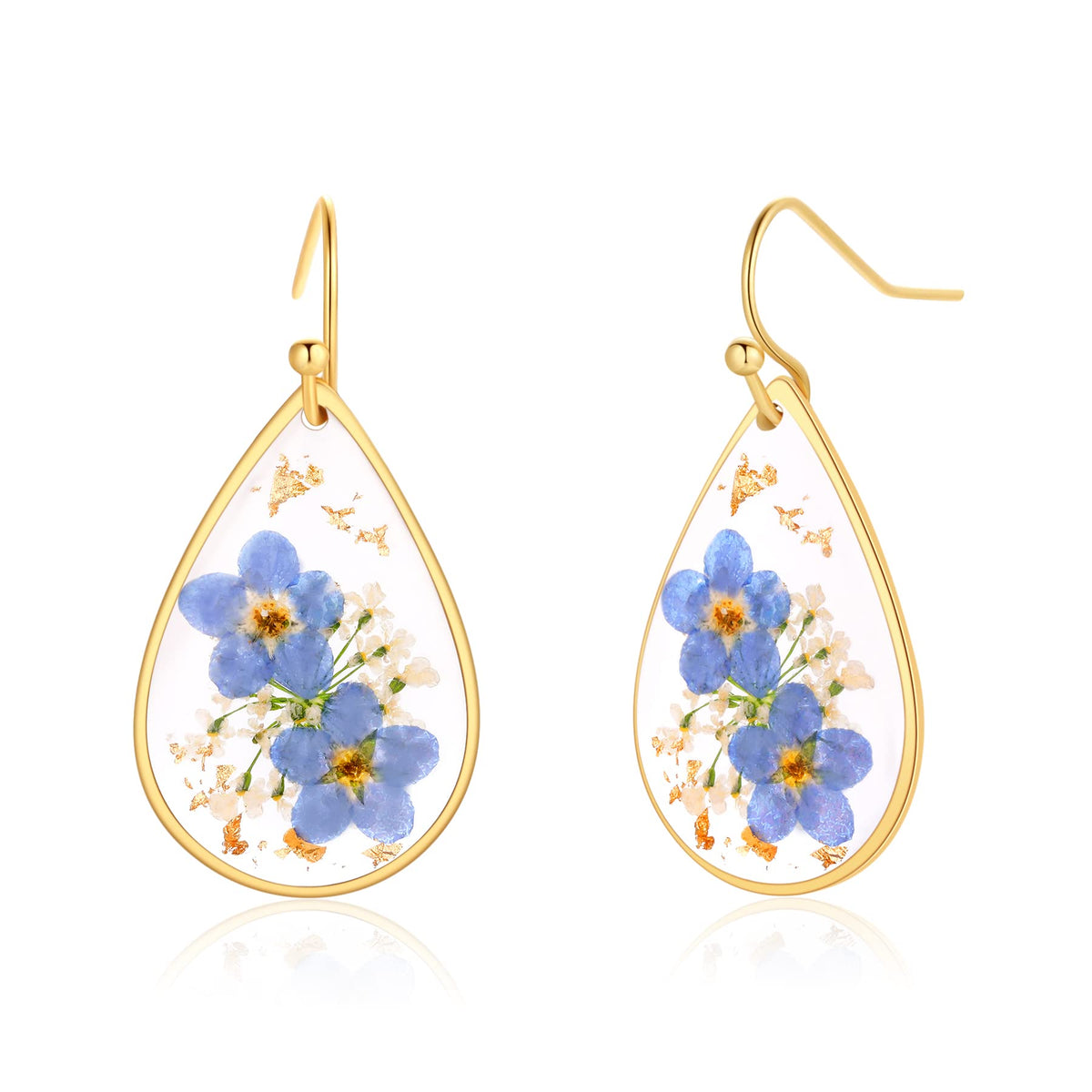 Forget-Me-Not Pressed Flower Earrings | Handmade Drop and Dangle Earrings | Pressed Flower Jewelry | Thanksgiving Christmas birthdays | Gift for Woman