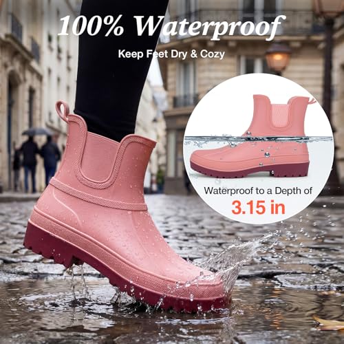 Chelsea Rain Boots For Women, Short Ankle Rubber Duck Boots