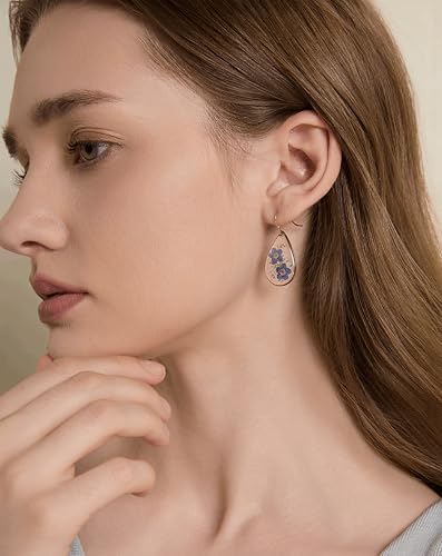 Forget-Me-Not Pressed Flower Earrings | Handmade Drop and Dangle Earrings | Pressed Flower Jewelry | Thanksgiving Christmas birthdays | Gift for Woman
