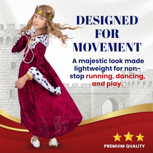 Dress Up America Queen Costume for Girls - Kids Renaissance Princess Costume - Royal Gown and Crown Set