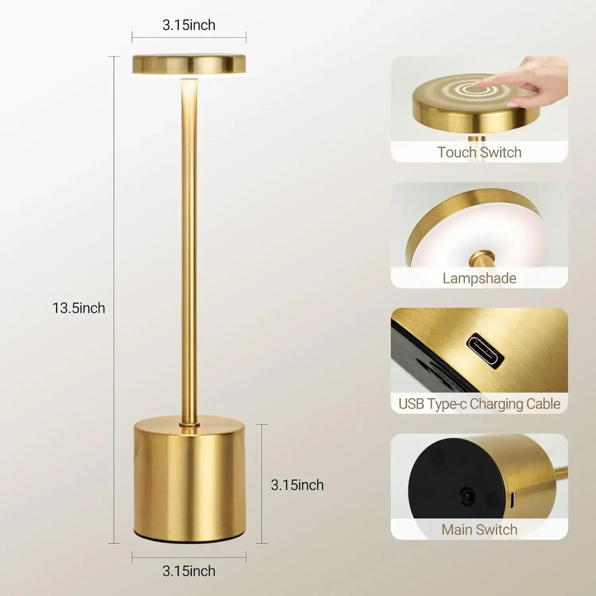 USB Rechargeable Touch Dimming Table Lamp