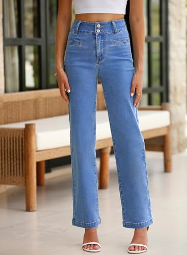 Sidefeel Women's Jeans High Waisted Straight Leg Stretchy Jeans