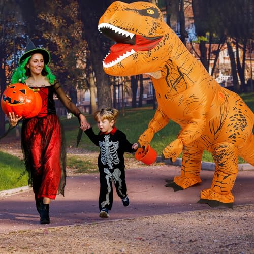 Inflatable T-Rex Costume, Adult&Kid Dinosaur Blow Up Suit for Halloween Cosplay Themed Parties, Dino Costume