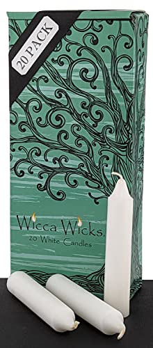 20 White Candles | 4 inches Tall & 3/4 inch Diameter | Witchcraft Supplies for Your Personal Wiccan Altar, Spells, Charms & Rituals | Witchy Room Decor | Taper Candlesticks (White)