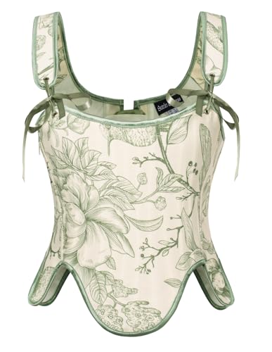 Renaissance Floral Lace-Up Bustier with Zipper