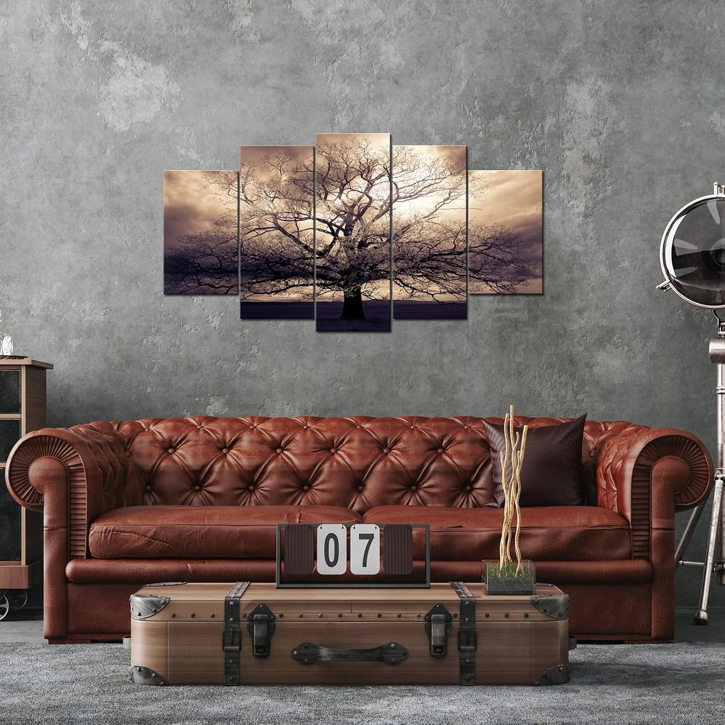 5-Piece Sepia Tree of Life Canvas Wall Art