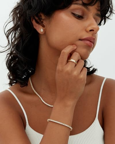 PAVOI 14K Gold Plated 3mm Cubic Zirconia Classic Tennis Bracelet | Gold Bracelets for Women