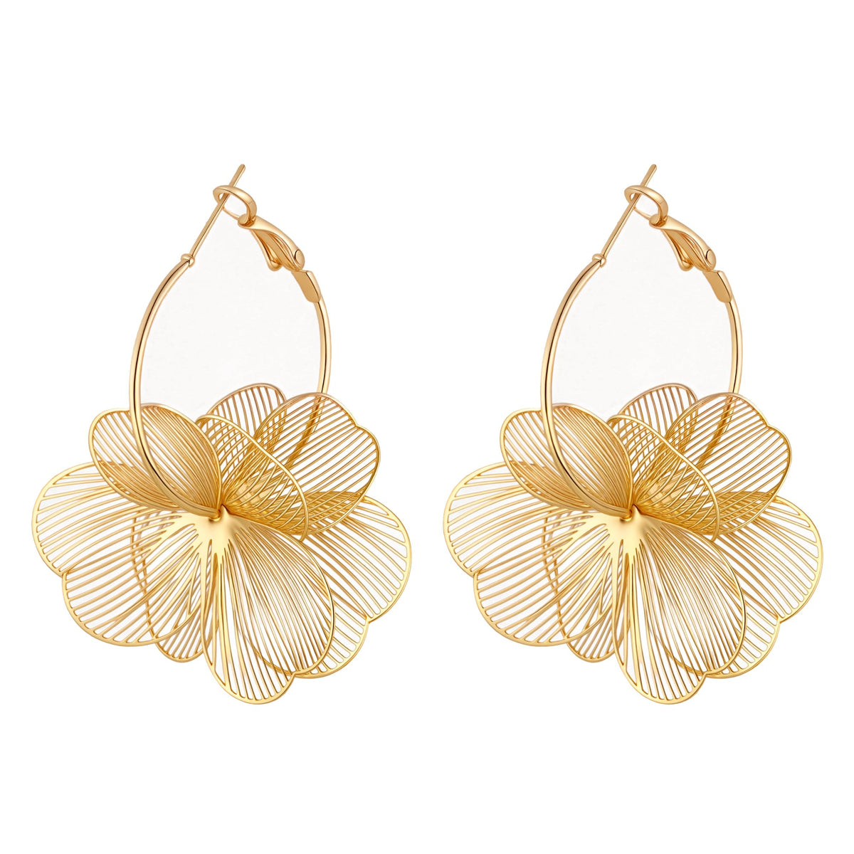 Floral Filigree Statement Hoop Earrings